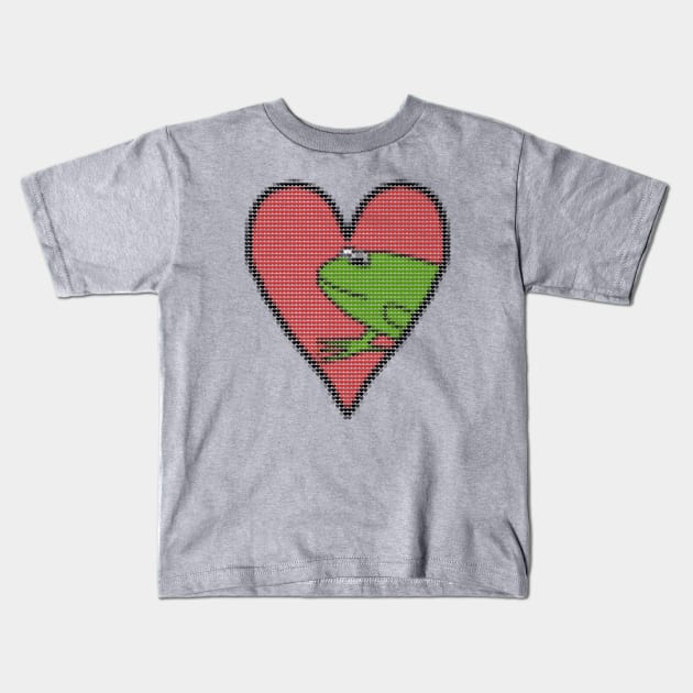 My Valentines Day Frog Love Heart Filled with Hearts Kids T-Shirt by ellenhenryart